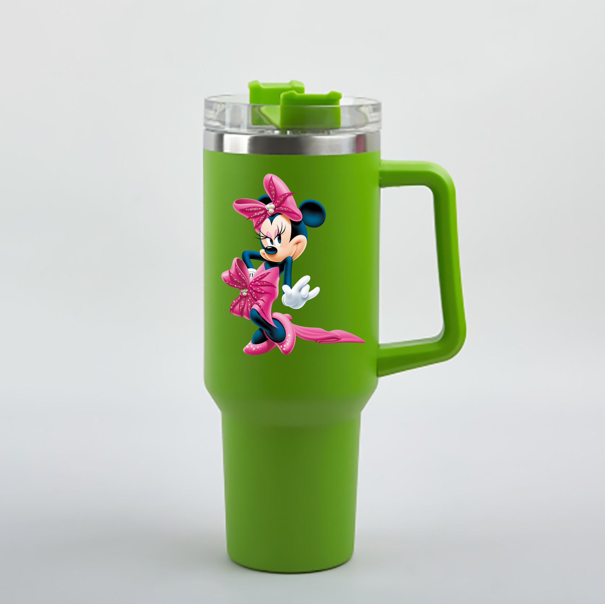 （画像用） ミッキーマウス Mickey Mouse 1200mL車用タンブラー - クリスタルステッカー（プラスチックストロー付き）